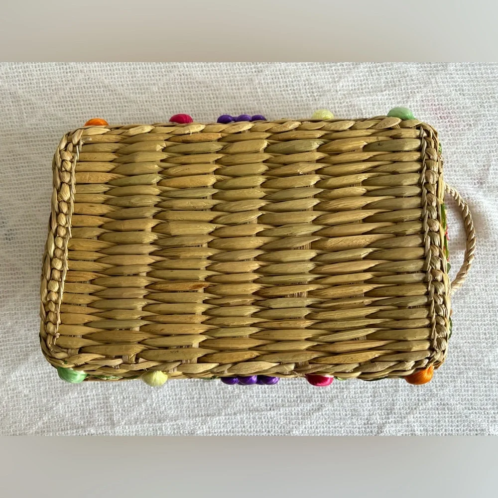 Vintage woven wicker basket tray